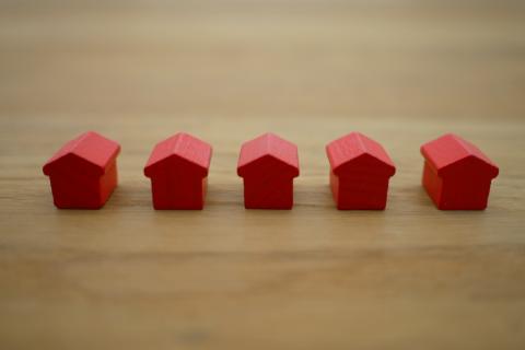 row of small red houses